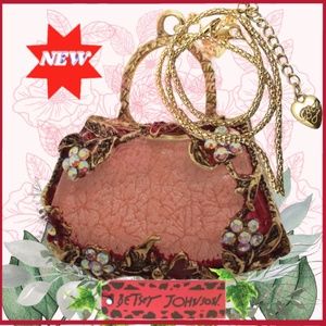 Pink Floral Butterfly Twig Purse Resin Crackle Necklace